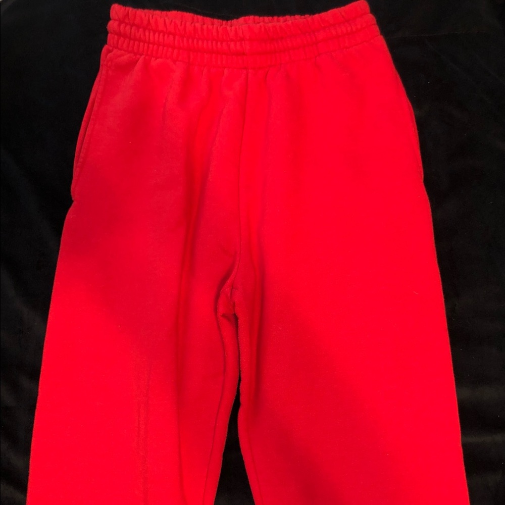 Red sweatpants